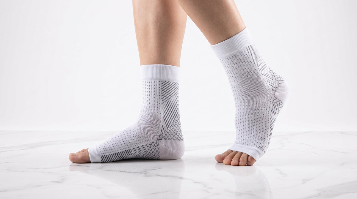 KANEEA graduated compression ankle sleeves flat-lay pair — best plantar fascia compression sleeves 2026