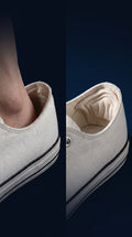Before and after: KANEEA heel grip pad stops heel slipping in loose canvas sneaker