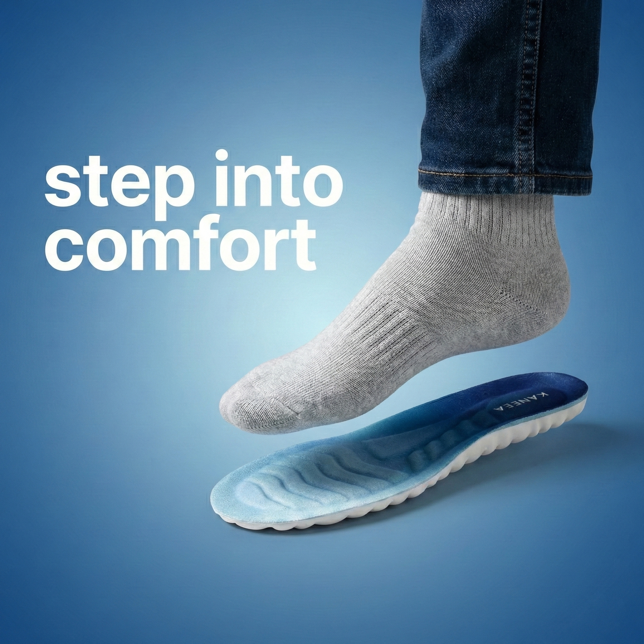 KANEEA orthopedic memory foam insoles - Blue-White variant, EU 35-46