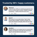 KANEEA insoles trusted by 981 happy customers — 
verified reviews from warehouse supervisor, nurse, 
and construction worker